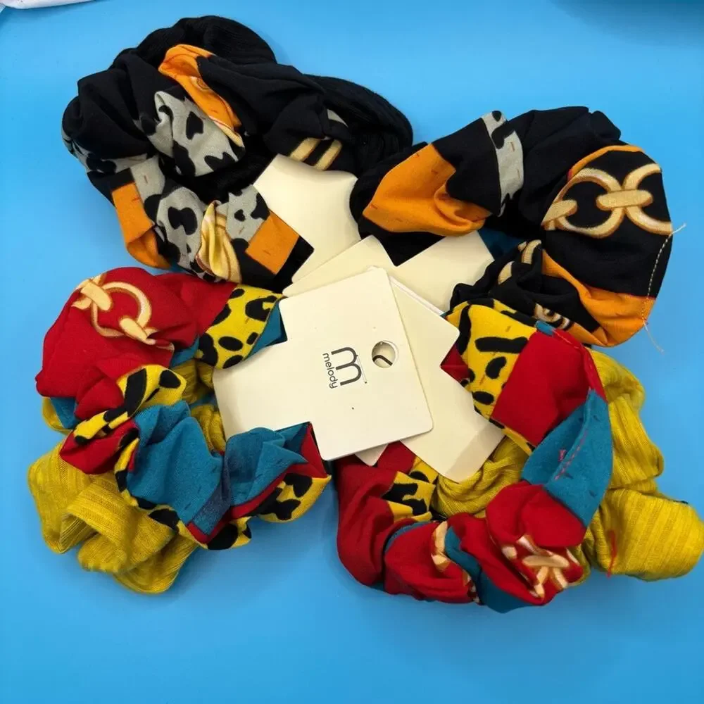 Colorful Patterned‎ Hair 8 piece Scrunchies Set**